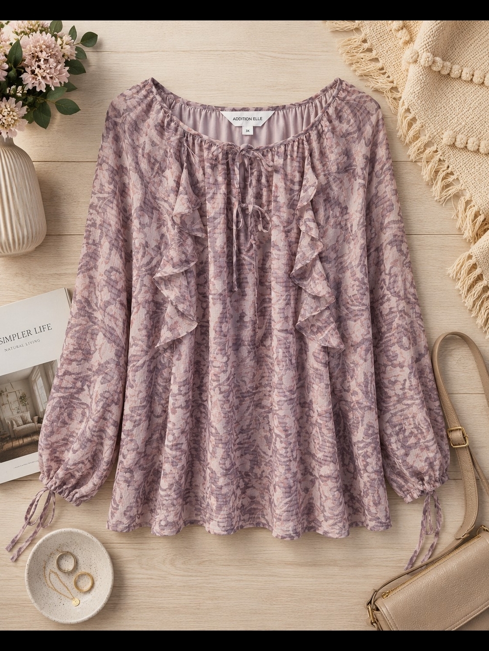 Addition Elle Romantic Boho Ruffle Blouse 3X